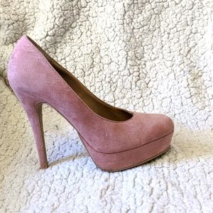 Pink Suede LC 5" heels with lift